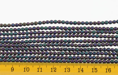 Hematite rainbow matte,3mm Round Beads,AAA, 138pcs,15.5 inches,G50-R3-004