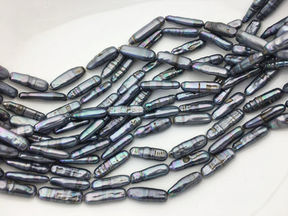 15.5'' AA 6-8mm Black Blue rectangle pearls,ZS-80-25-17