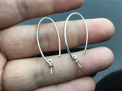 Big S925 Sterling Silver White/Yellow dangle hook earrings, for dangle earrings, DIY, wholesale, ASL-ER-018