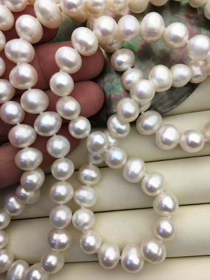 32'' AA+ 10mm white potato pearl Necklace,white Pearl necklace,NPN1-018