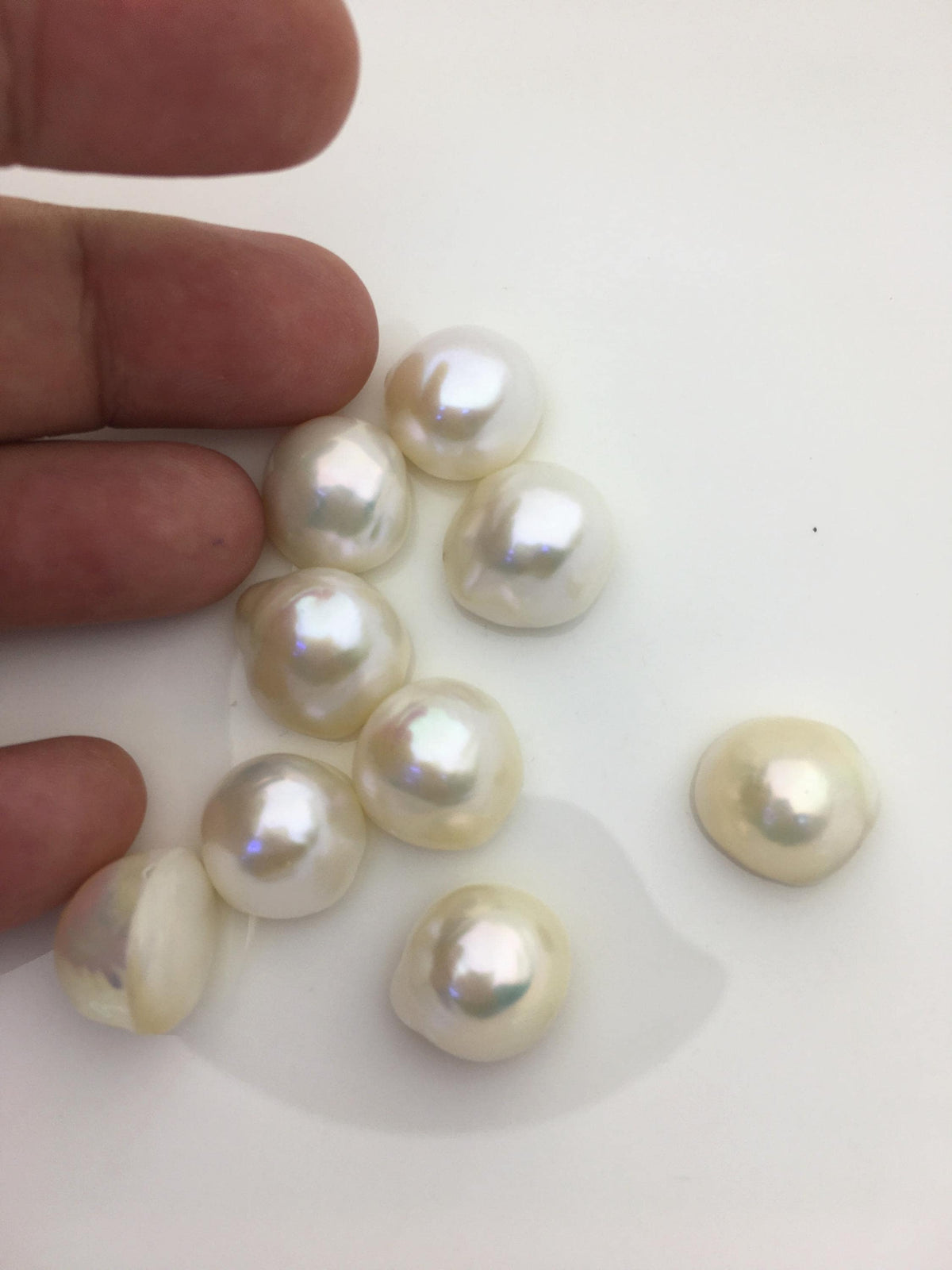 9pcs AAA 15-16mm white Baroque Mabe Freshwater Pearls,no hole,MB-T38