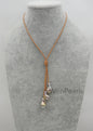 3 big Gray flameball pearl leather drop necklace,Pearl and Leather Lariat Necklace,Leather Pearl necklace,Le4-098