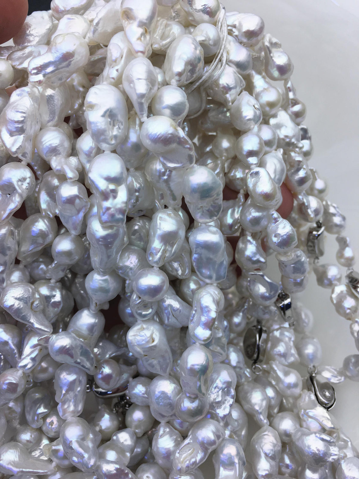 17'' AA+ 9-11m white mini baroque Flame ball freshwater Pearl necklace,genuine freshwater Pearl necklace,NPN1-T63-13