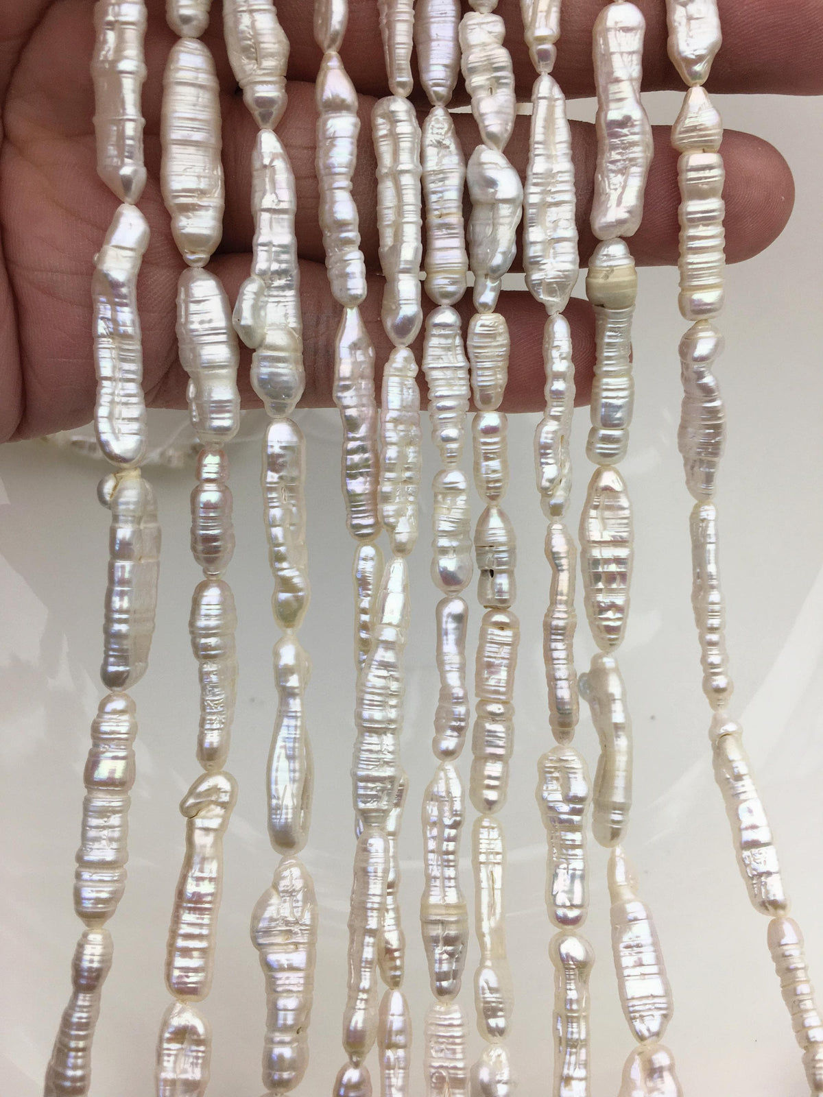 15.5'' AA 4-7mm White Toothpick freshwater pearls,ZS-80-20