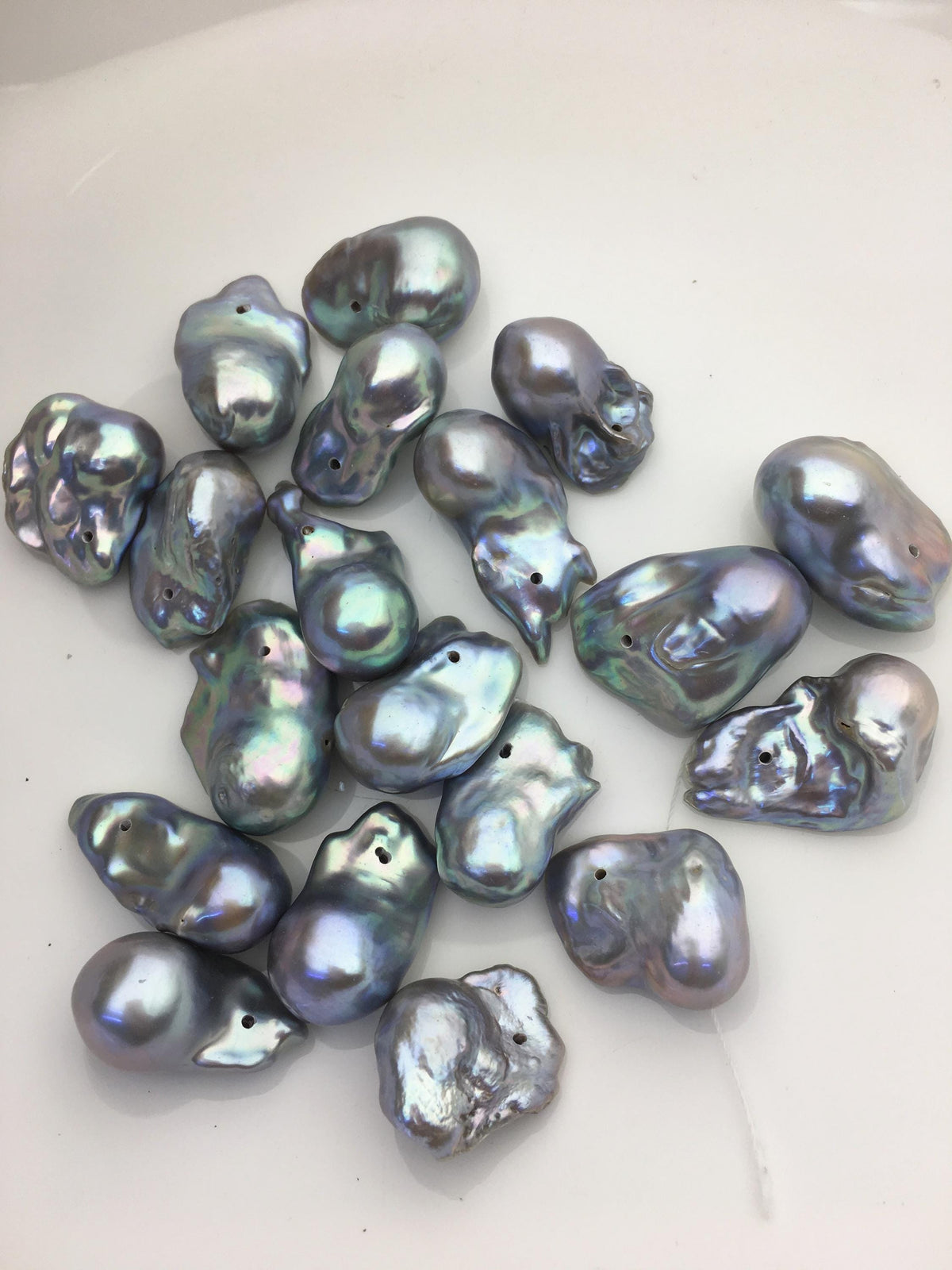 5pcs AAA 13-17mm Gray Flame ball Pearl - 1.0mm side hole,FL15-T4-19