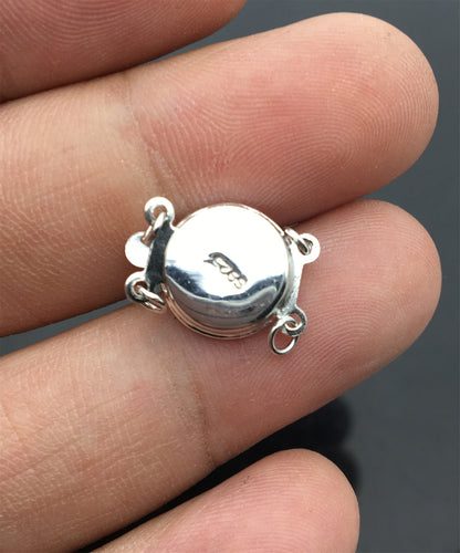 11.5mm Two Rows 925 sterling silver flower clasp, 2 strand clasp, push-in pearl clasp, necklace clasp, fashion jewelry findings, ASL-CL-016