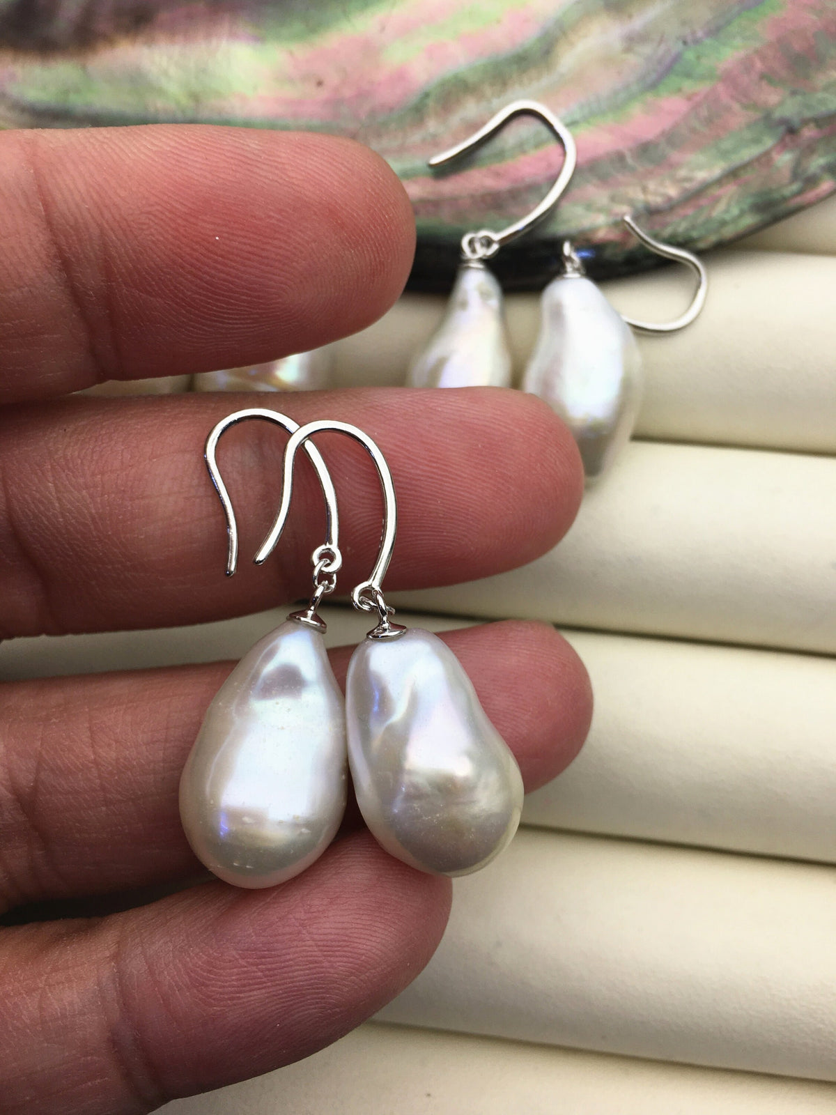 1 pair AA+ 12-13mm White nugget pearl dangle earrings,S925 sterling silver,wedding pearl earrings,SE3-T57