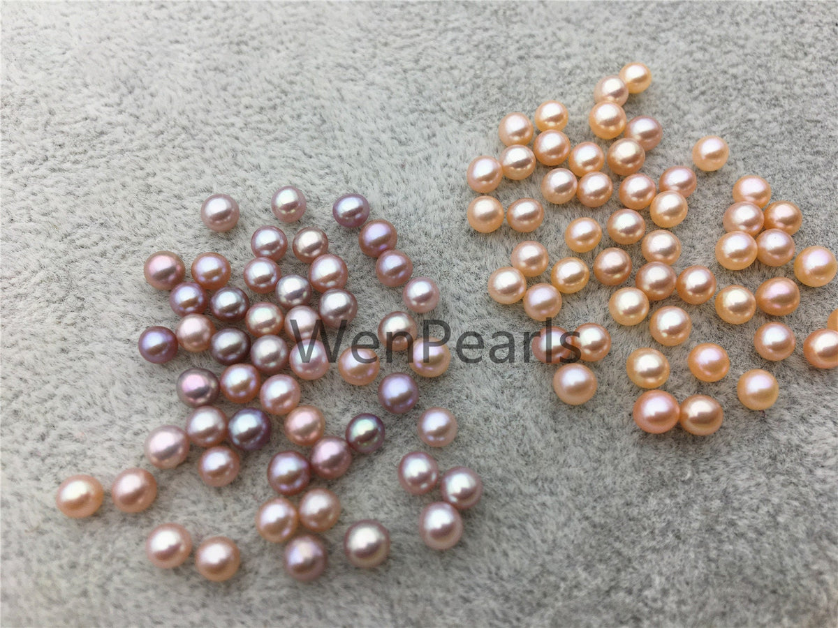 AAA 3.5-3.9mm pink/light puple/purple seed pearl bead,small freshwater round loose pearl no hole,half drilled,RP3-3A-5