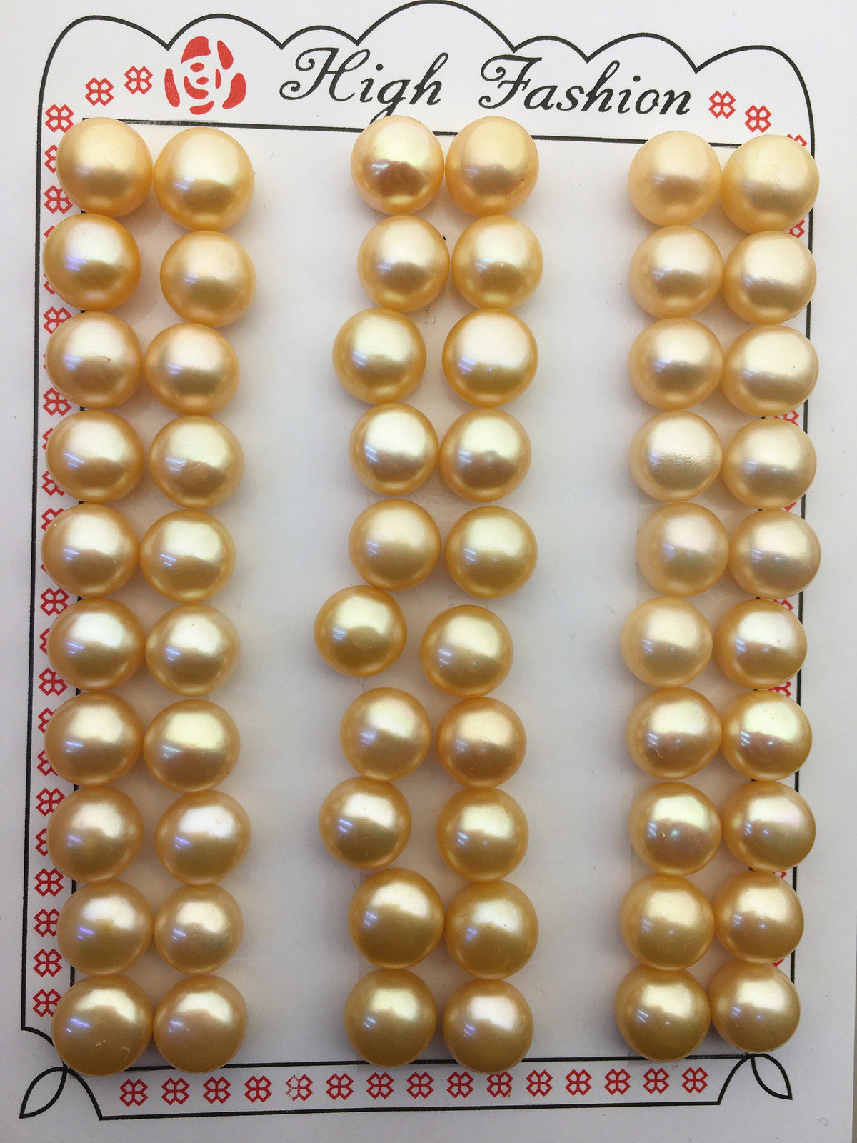 30pairs AAA 8-8.5mm yellow orange button round freshwater pearls pairs,half drill pearl,BTN8-T1