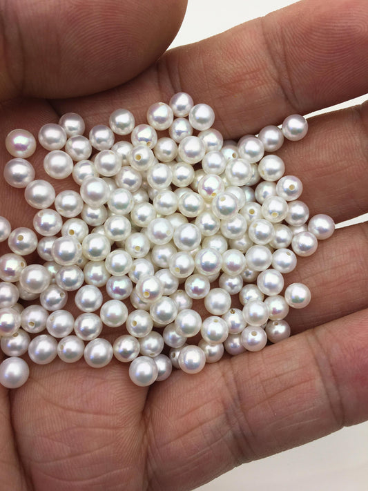 10pcs AAA 4.5-5mm seed round freshwater pearl bead, white freshwater round loose pearl wholesale, tiny pearl supply, RP4-3A-8