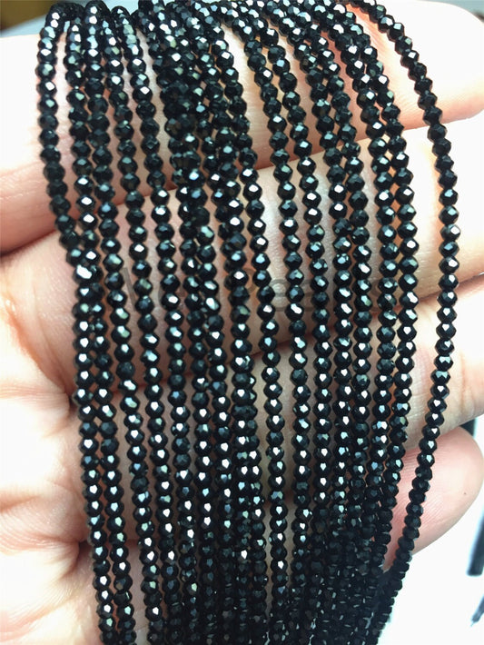 AAA 2mmx2mm Very High Luster Black Spinel Round Faceted, 15.5 inch,one strand,Semi Precious stone,SP-R2-002