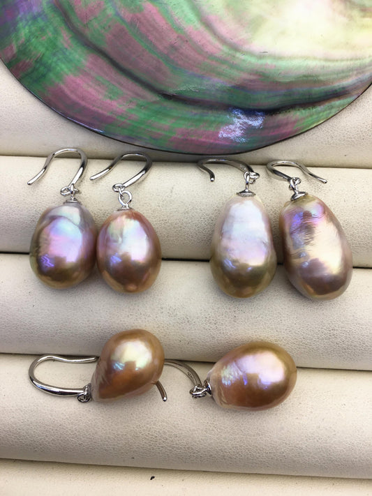 AAA 12-13mm bronze purple drop edison freshwater pearl dangle earrings,sterling silver dangle earrings,SE3-T9-50