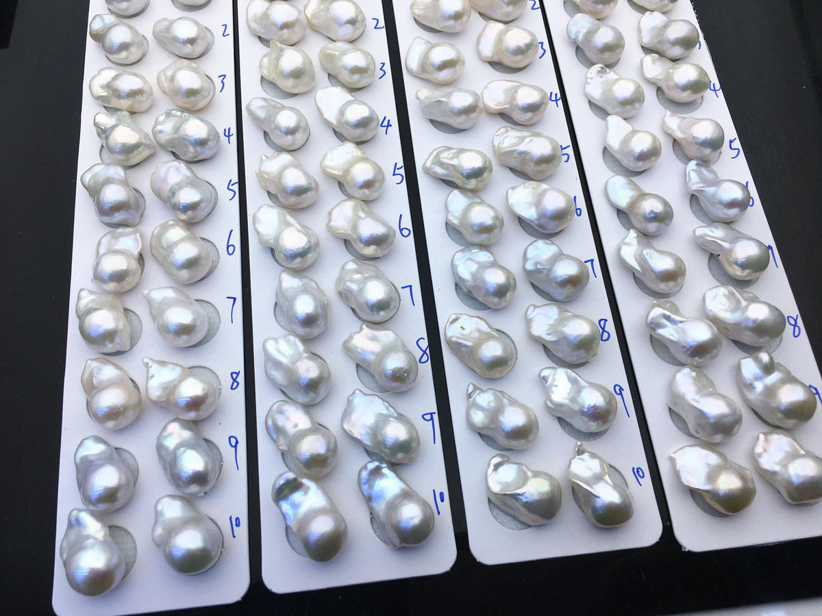 1 pair AAA 12-16x18-25mm White Flameball Pearl Pairs,0.9mm top half hole,FL15-3A-8-55
