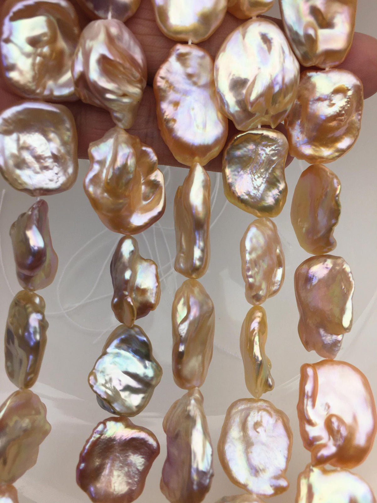 Orange Keshi Freshwater Pearl Strand — 16–19 mm