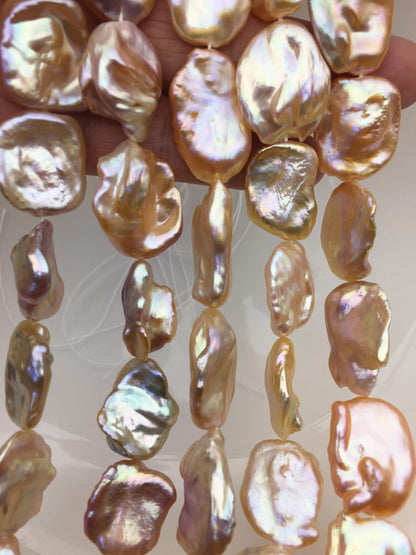Orange Keshi Freshwater Pearl Strand — 16–19 mm