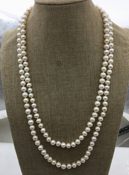52'' 8mm white near round freshwater pearl Necklace,white Pearl necklace,NPN1-T14