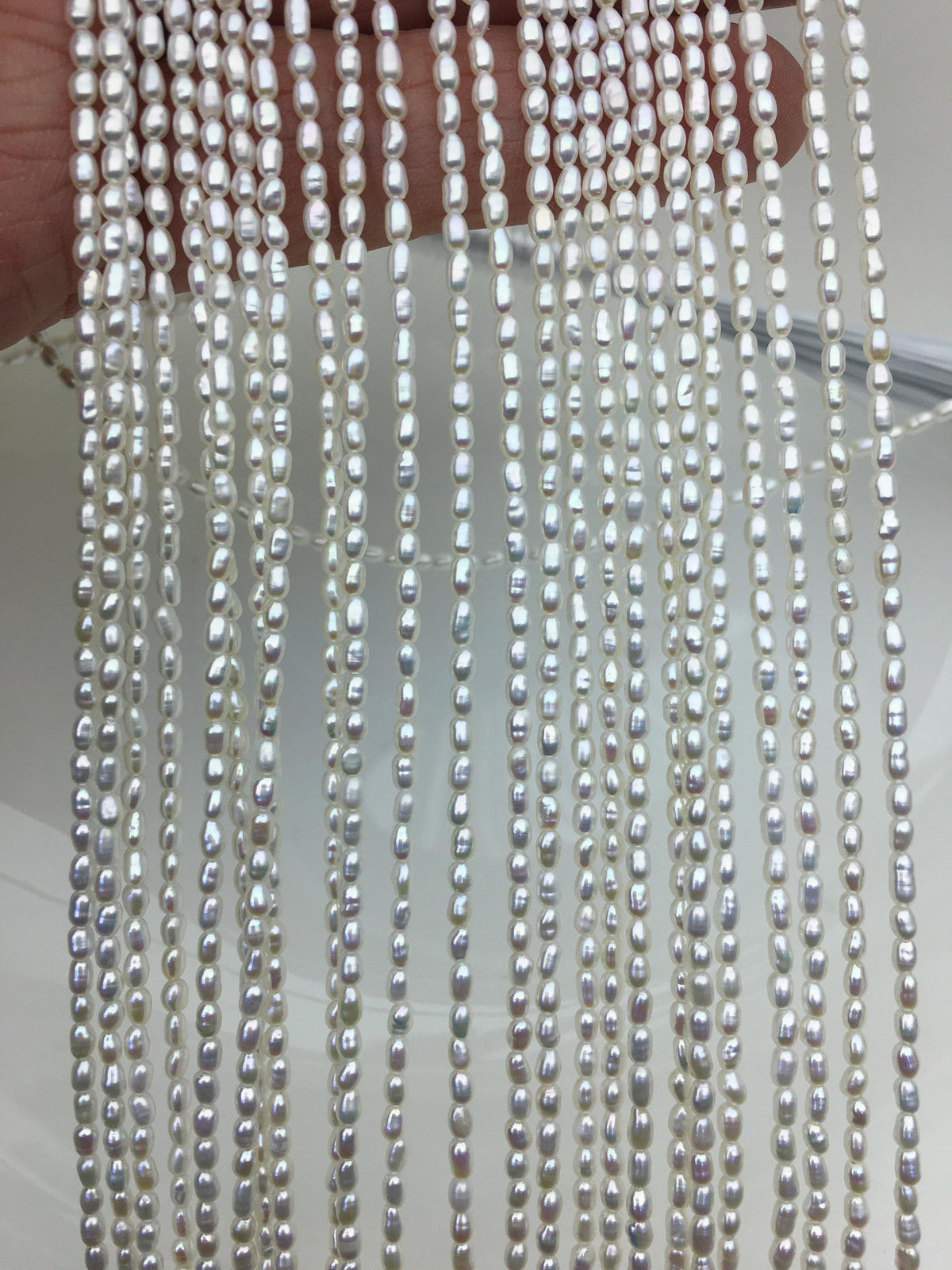 AAA 2-2.2x3-4mm white rice pearls,genuine pearl,Cultured pearl,diy pearl beads,LR2-3A-26