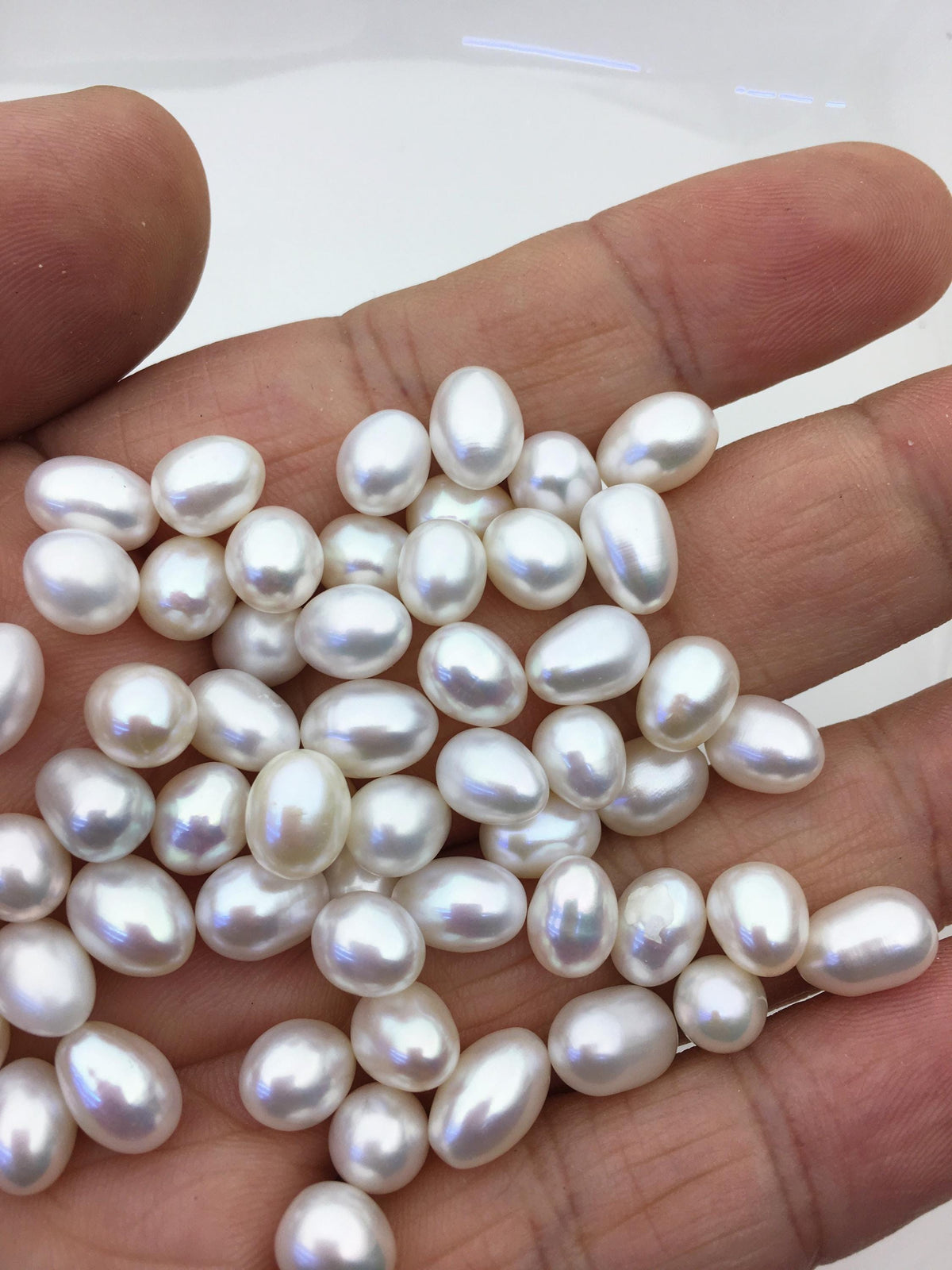 20pcs AAA 6.5-7.3mm*8-9.5mm white rice pearl for Oyster, for wish pearl oyster, for pearl vacuum-packed oysters, no hole, LR7-3A-1