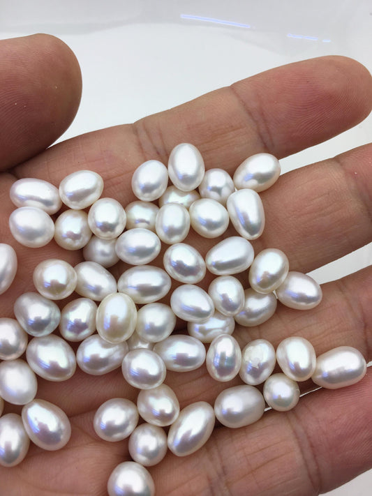20pcs AAA 6.5-7.3mm*8-9.5mm white rice pearl for Oyster, for wish pearl oyster, for pearl vacuum-packed oysters, no hole, LR7-3A-1