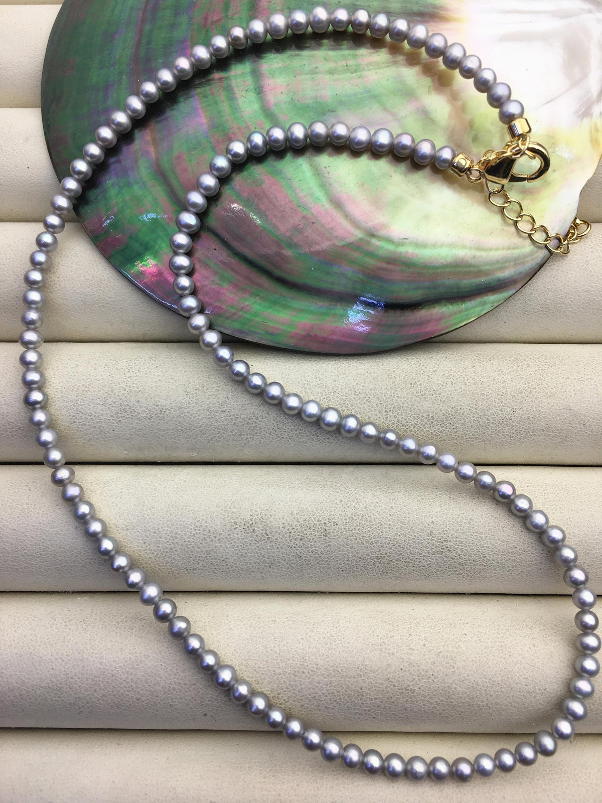 16+2'' AA+ 3-3.5mm gray tiny small round pearl choker Necklace, Wedding Necklace, wholesale, NPN1-T58