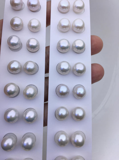 5 pairs AA+ 10-11mm white round freshwater pearls pair,no hole,RP10-3A-7