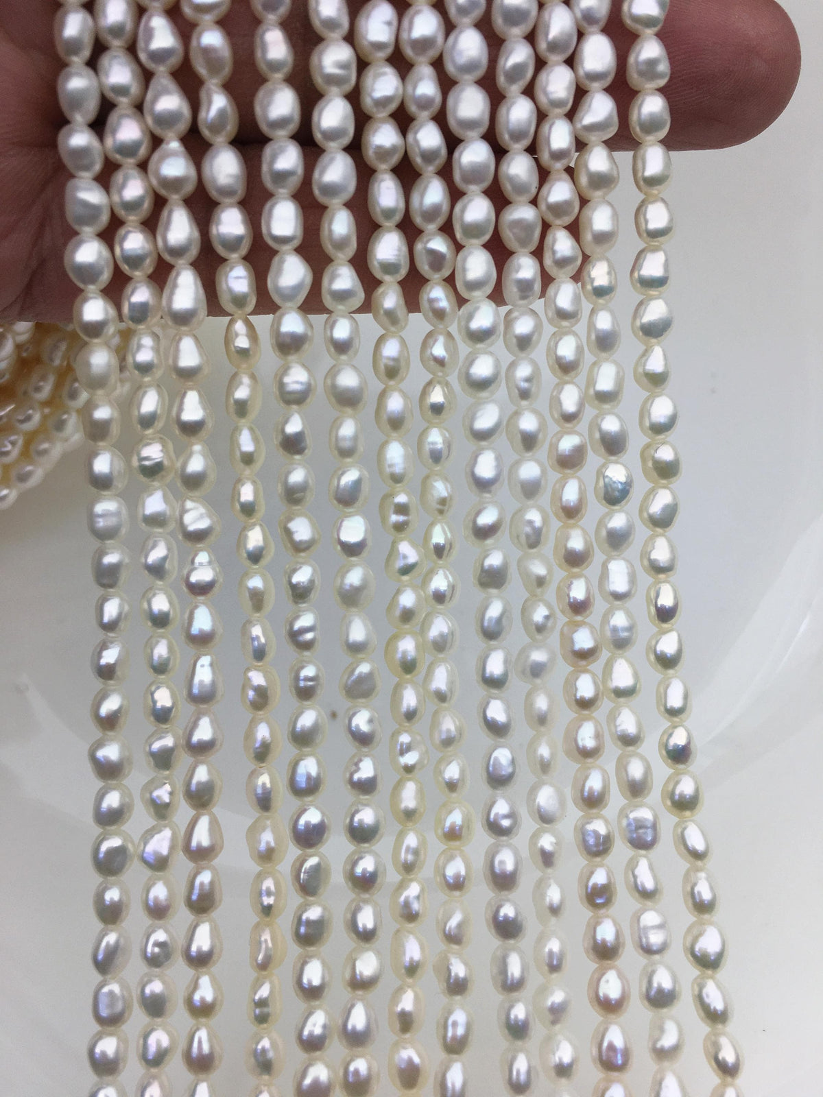 AAA 4-4.5mm Tiny white nugget freshwater pearls,irregular nugget freshwater pearl strand,LM4-3A-4