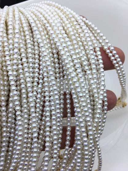 16+2'' AAA 3-3.5mm white tiny small near round pearl choker Necklace, Wedding Necklace, wholesale, NPN1-T1