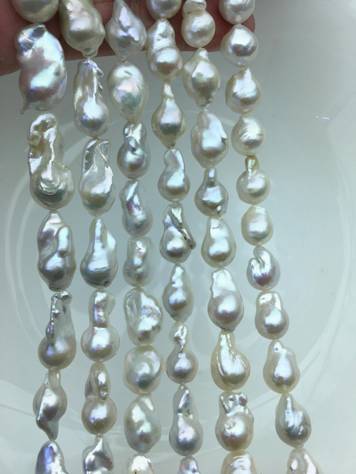 15.5'' AAA 9-11mm White flame ball pearl,FL15-3A-7-37
