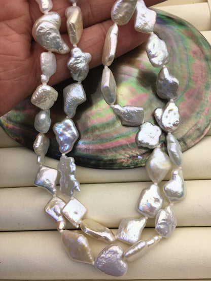 31‘’ 9-13mm AA+ white mix shape baroque freshwater pearl necklace,NPN1-003