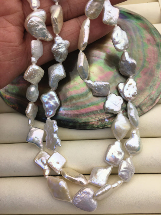 31‘’ 9-13mm AA+ white mix shape baroque freshwater pearl necklace,NPN1-003