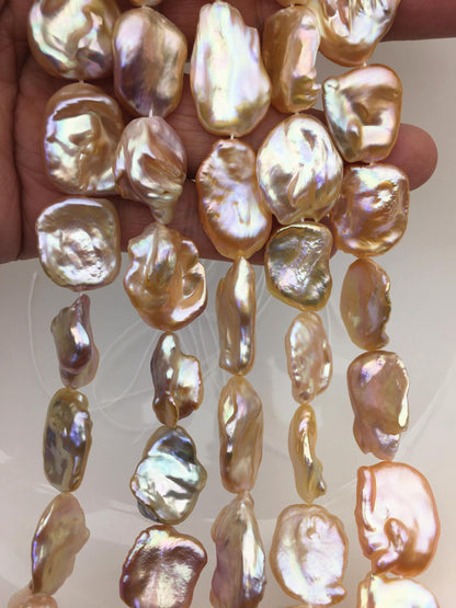 Orange Keshi Freshwater Pearl Strand — 16–19 mm
