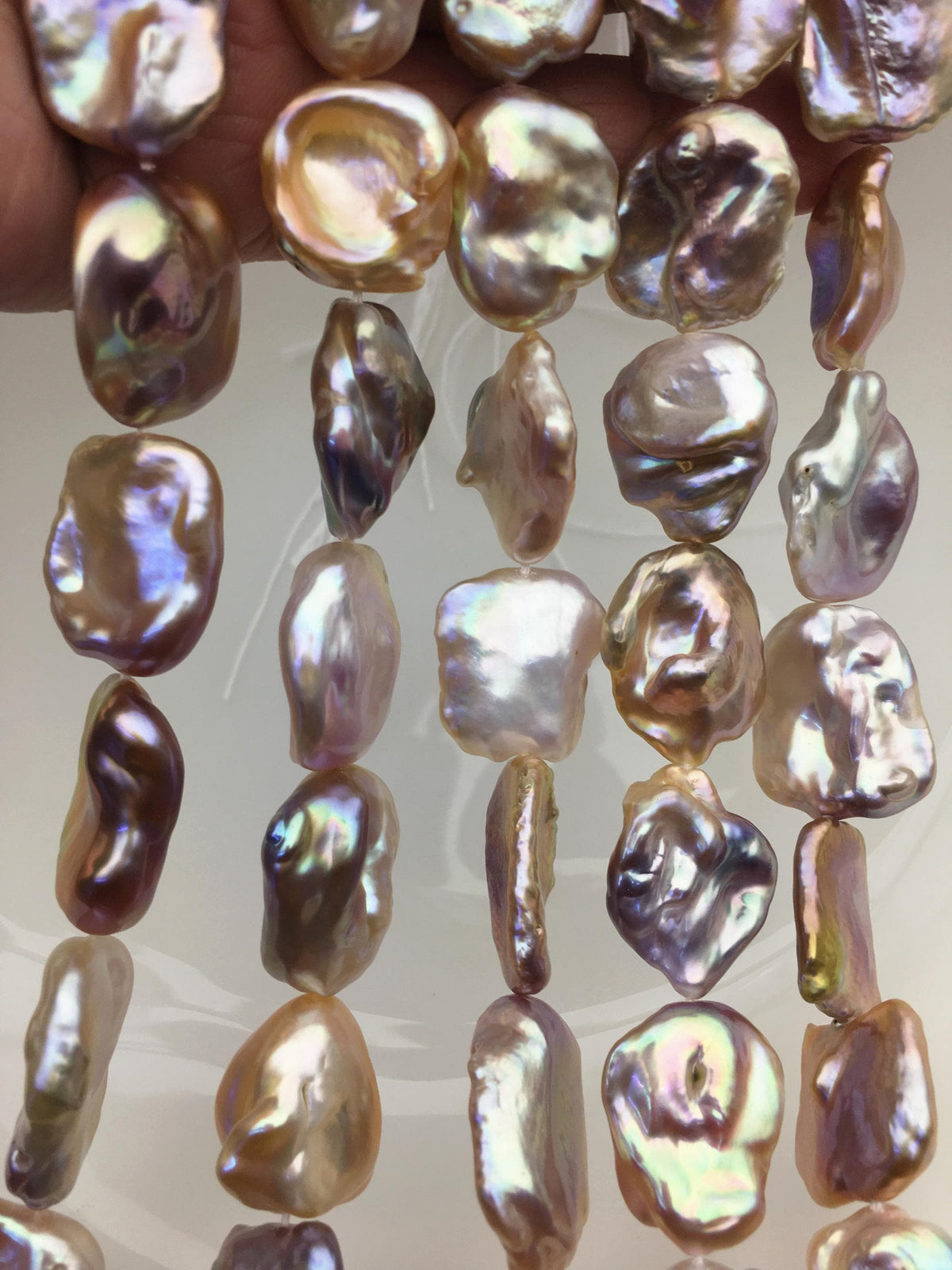 Purple Keshi Freshwater Pearl Strand — 16–19 mm