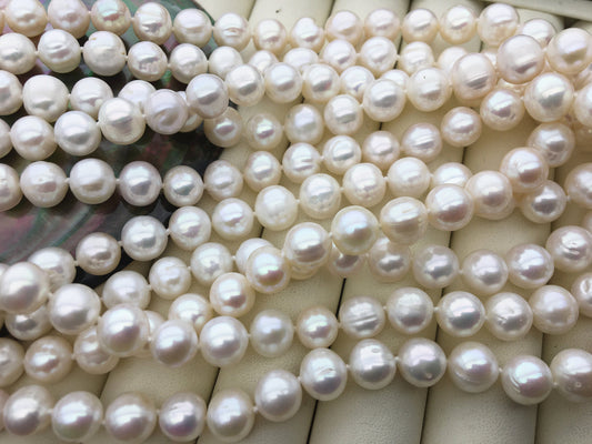 17.5'' AA+ 9mm white potato freshwater pearl Necklace,white Pearl necklace,NPN1-038