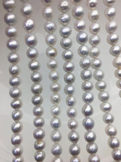 AA+ 7-8mm white baroque near round freshwater chinese akoya pearls,RP7-T2