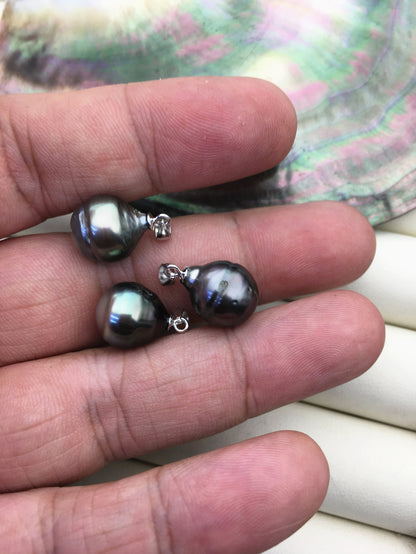 1pc 11-12mm Green Drop Tahitian Pearl Pendant, natural color sea pearl, NC1-045