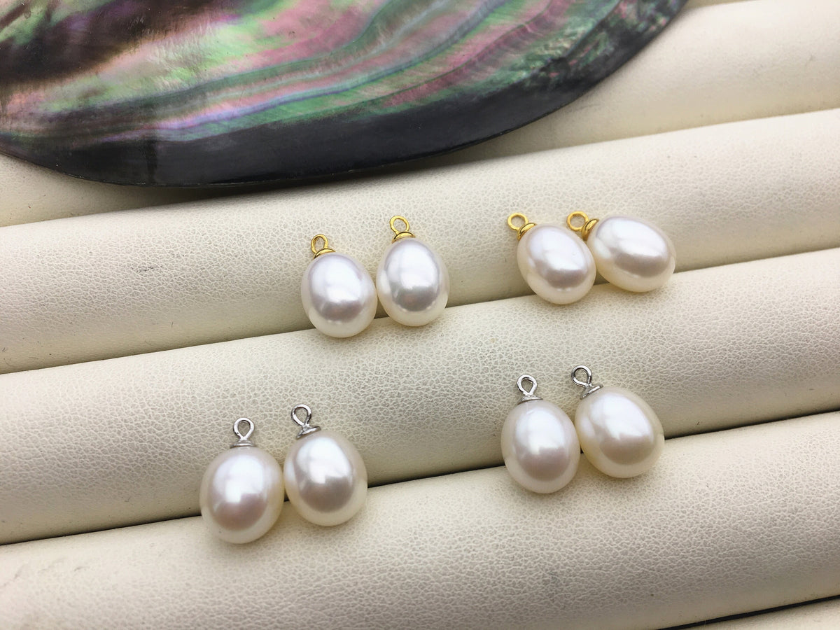 AAA 9mm White/Gray rice pearl dangle earrings,S925 Sterling Silver pearl earrings,pearl for women,SE3-165