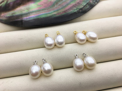 AAA 9mm White/Gray rice pearl dangle earrings,S925 Sterling Silver pearl earrings,pearl for women,SE3-165