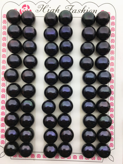 AAA 9.5-10mm black button round freshwater loose pearls pairs,half drilled,BTN9-T2