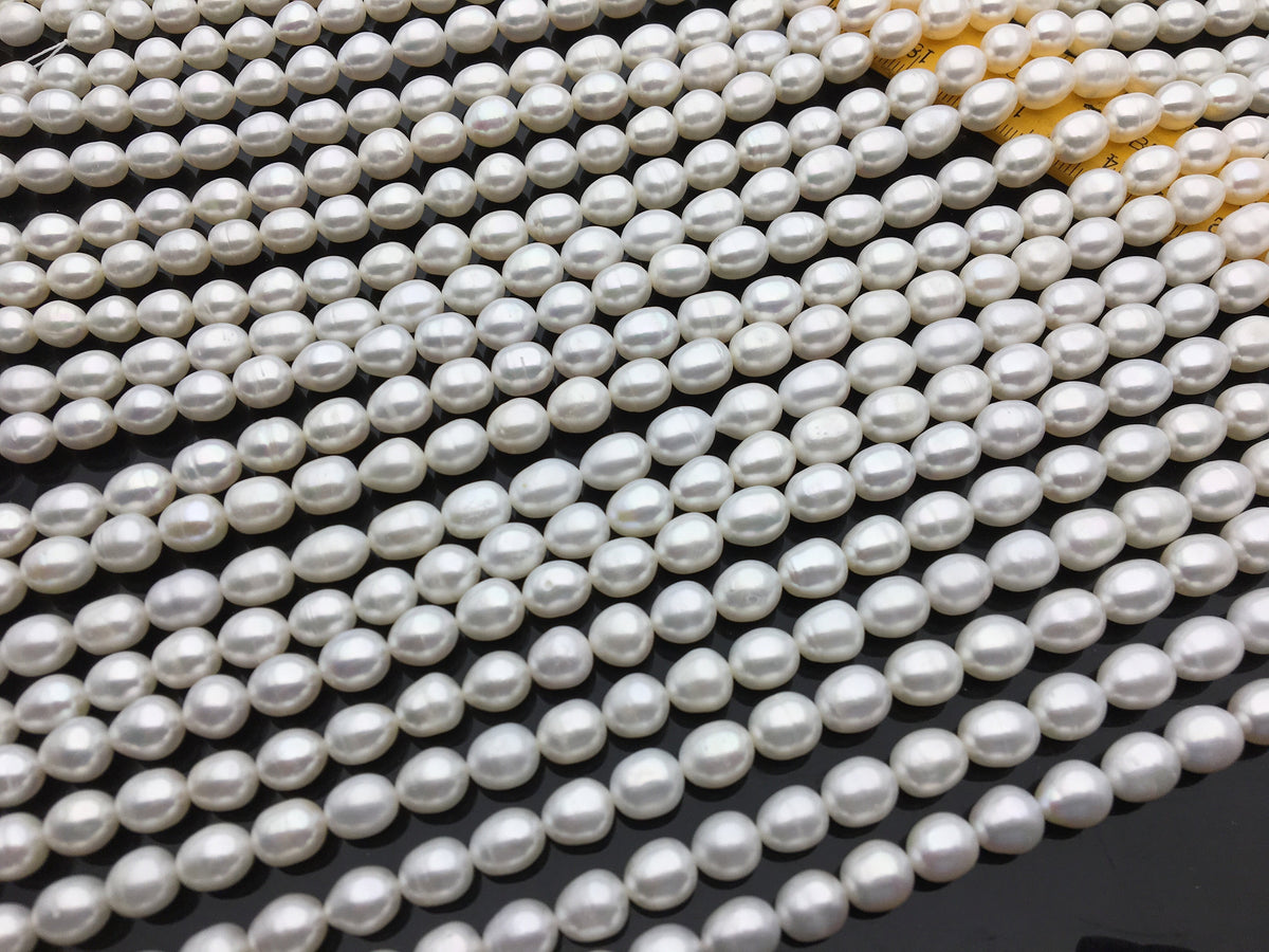 AA+ 8-8.5mm x 9-10mm Cultured White Freshwater Rice Pearls beads, drop pearl necklace, diy pearl beads, gift for her, LR8-2A-6