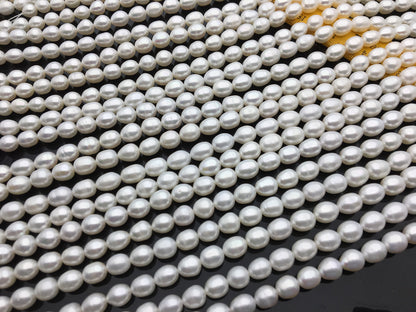 AA+ 8-8.5mm x 9-10mm Cultured White Freshwater Rice Pearls beads, drop pearl necklace, diy pearl beads, gift for her, LR8-2A-6