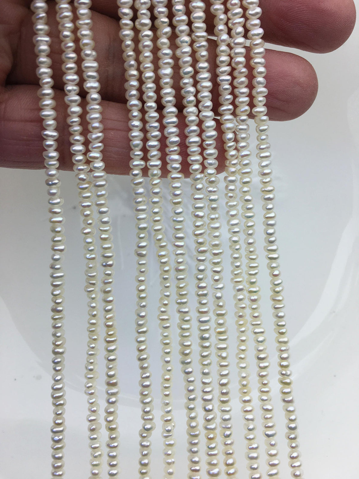 AA+ 3-3.5mm white button potato seed freshwater pearls, seed pearl, for pearl necklace, for pearl bracelet, CR3-2A-4