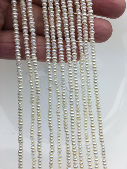 AA+ 3-3.5mm white button potato seed freshwater pearls, seed pearl, for pearl necklace, for pearl bracelet, CR3-2A-4