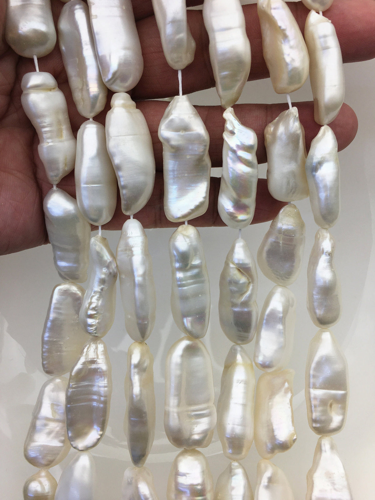 AA 12-14mm White long baroque Freshwater Pearl,ZS-119-26