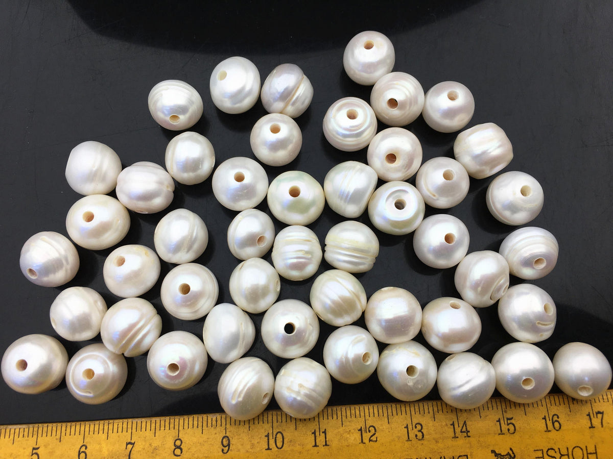 20pcs AA+ 12-13mm Big Thick white button round freshwater pearls, 2.2mm large hole, Rondelle pearl Beads, loose freshwater pearl, SM12-2A-2
