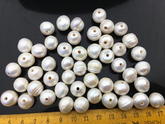 20pcs AA+ 12-13mm Big Thick white button round freshwater pearls, 2.2mm large hole, Rondelle pearl Beads, loose freshwater pearl, SM12-2A-2