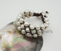 Three Rows nugget Pearl fashion jewelry, pearl Leather Pearls Bracelet - plait leather bracelet - Genuine freshwater pearl - Le7-161