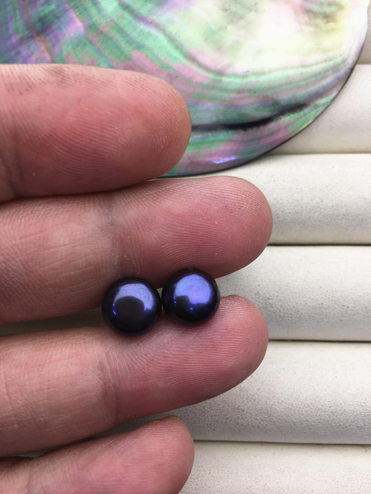 1 pair AAA 8.5-9.5mm Deep Blue Black Pearl Stud Earrings,stering silver pearl earrings,SE1-056