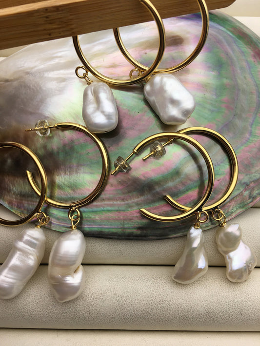 AA+ white baroque Freshwater pearl dangle earrings,wedding pearl earrings,SE3-131-26