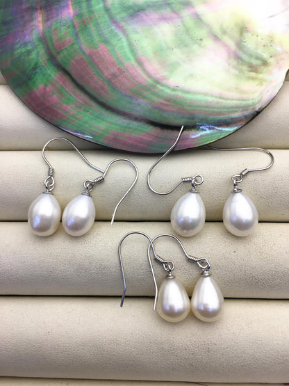 2 pairs AAA 8.3-9.3mm white teardrop pearl dangle earrings,S925 Sterling Silver pearl earrings,pearl for women,SE3-T8
