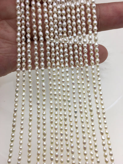 AAA 2.5-2.7x3.6-4.9mm white rice pearls, oval loose pearl beads, diy pearl, genuine pearl, Cultured pearl, diy pearl beads, LR2-3A-23